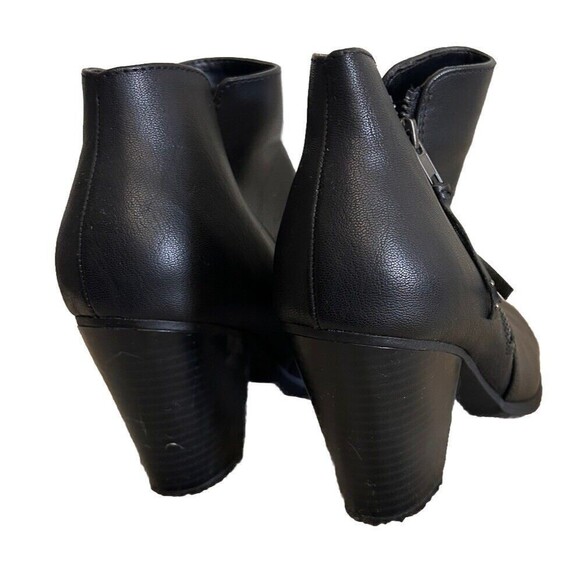 SHE & IN Women's Size 7.5 Black Chunky Heeled Ankle Boots with Tassels - Picture 3 of 12